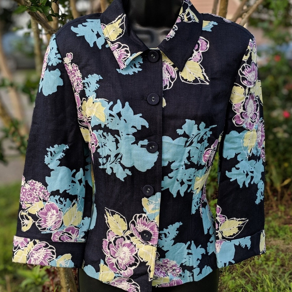 EMMA JAMES Floral Linen Blazer
